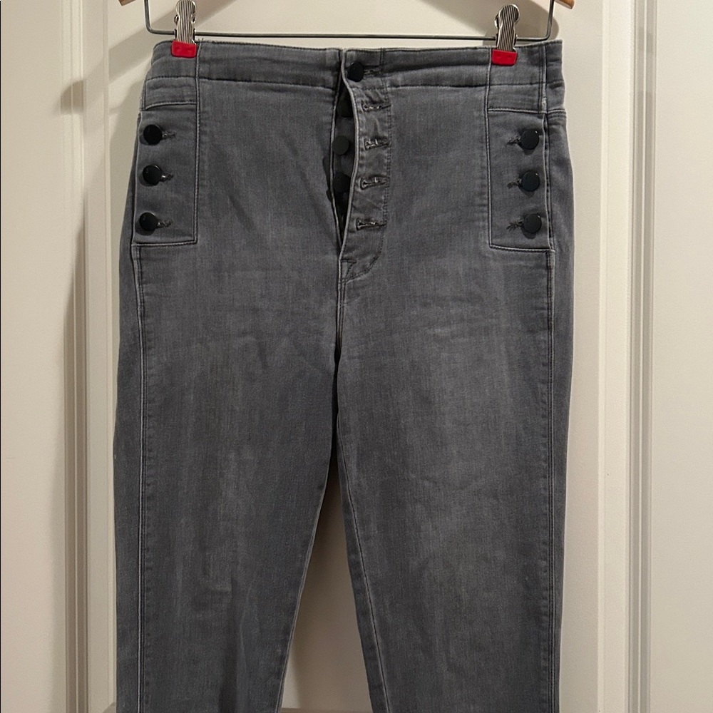 J Brand Natasha button detail skinny crop jeans button fly Size 28 pearl grey